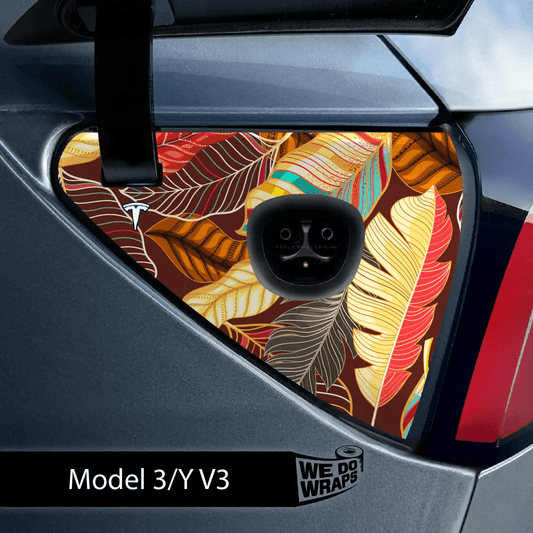 Autumn Foliage Tesla Charge Port Wrap | Model 3 - Tesla Emblems
