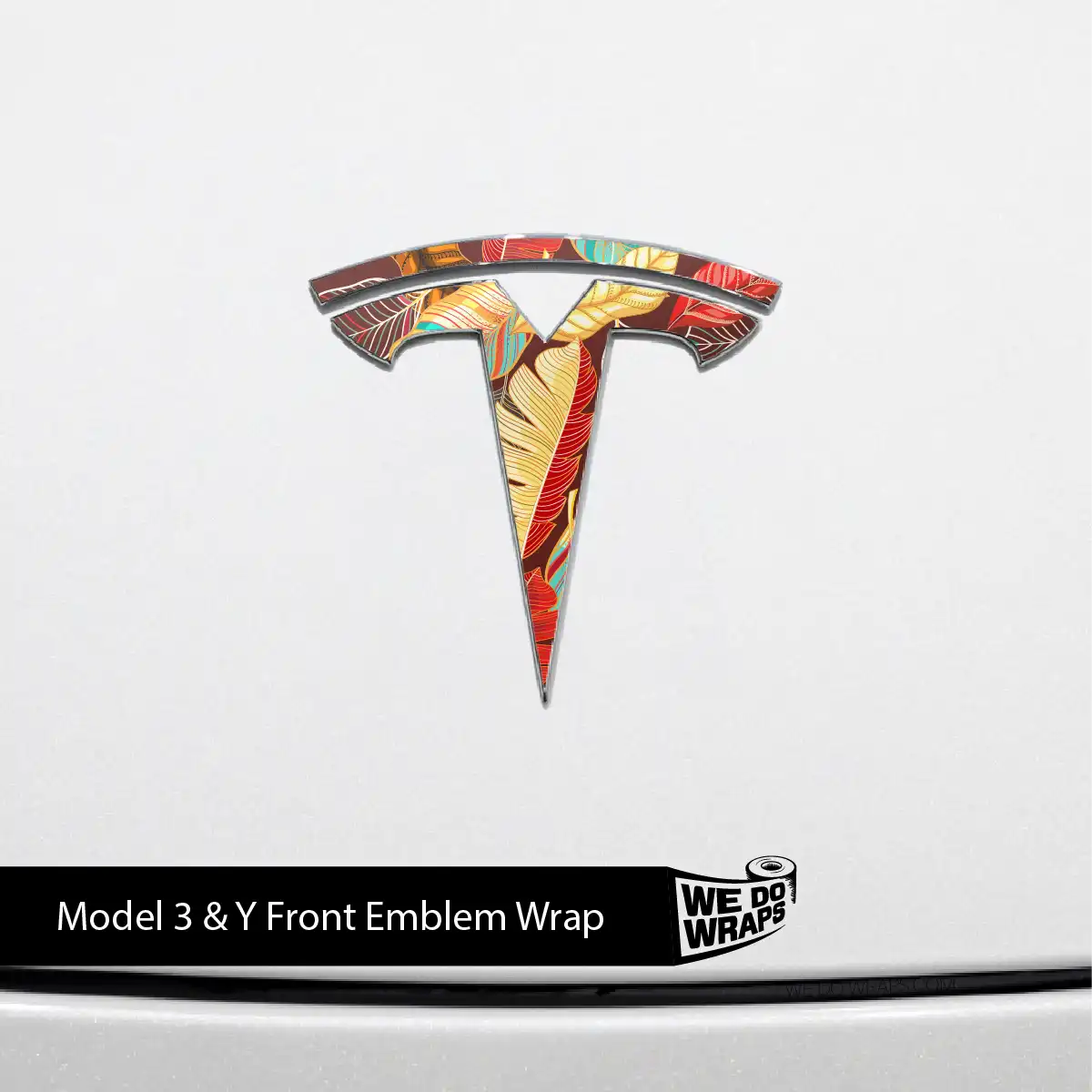 Autumn Foliage Tesla Emblem Decals (Front + Back) | Model Y