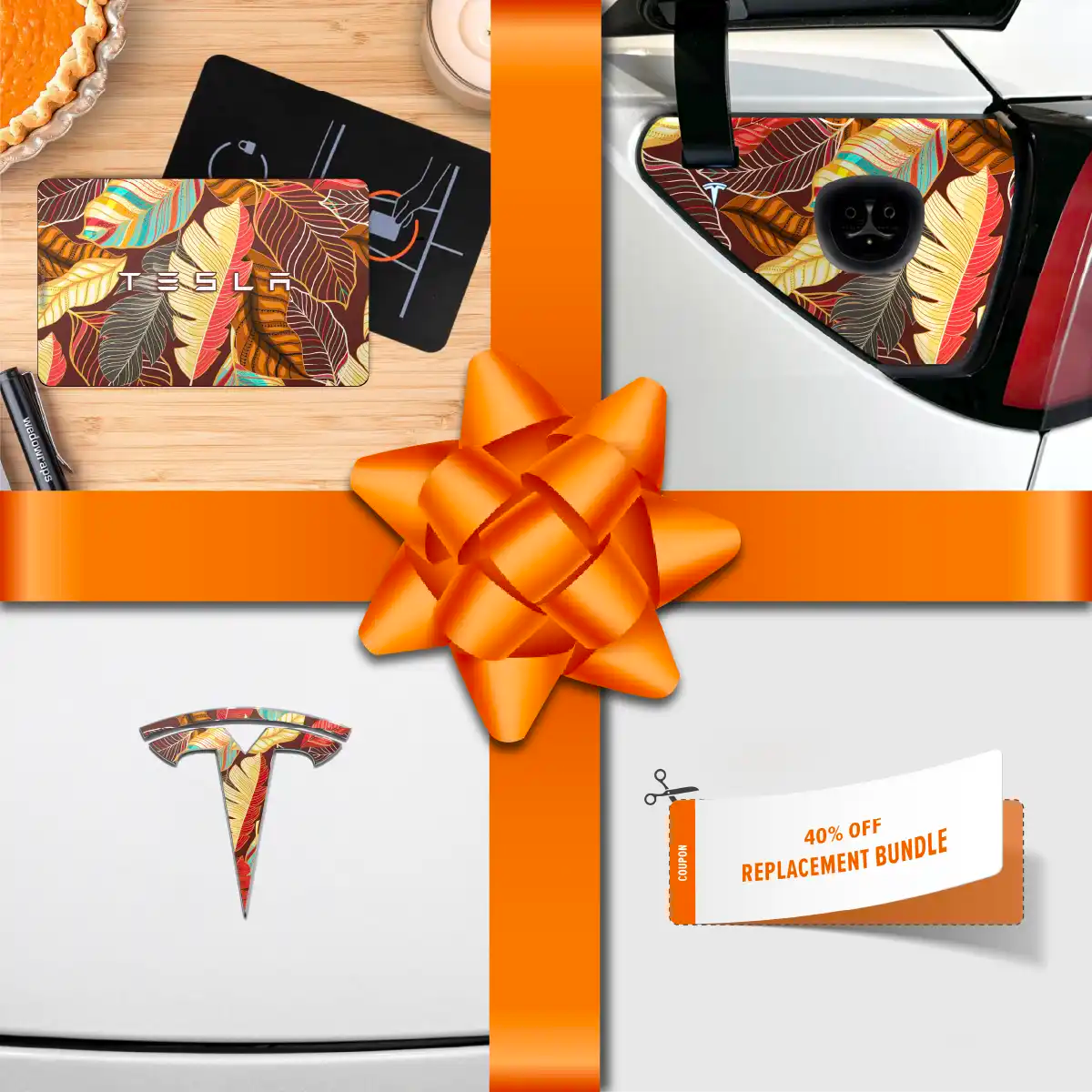 Holiday Bundle Autumn Foliage Tesla Wrap Kit | Model 3