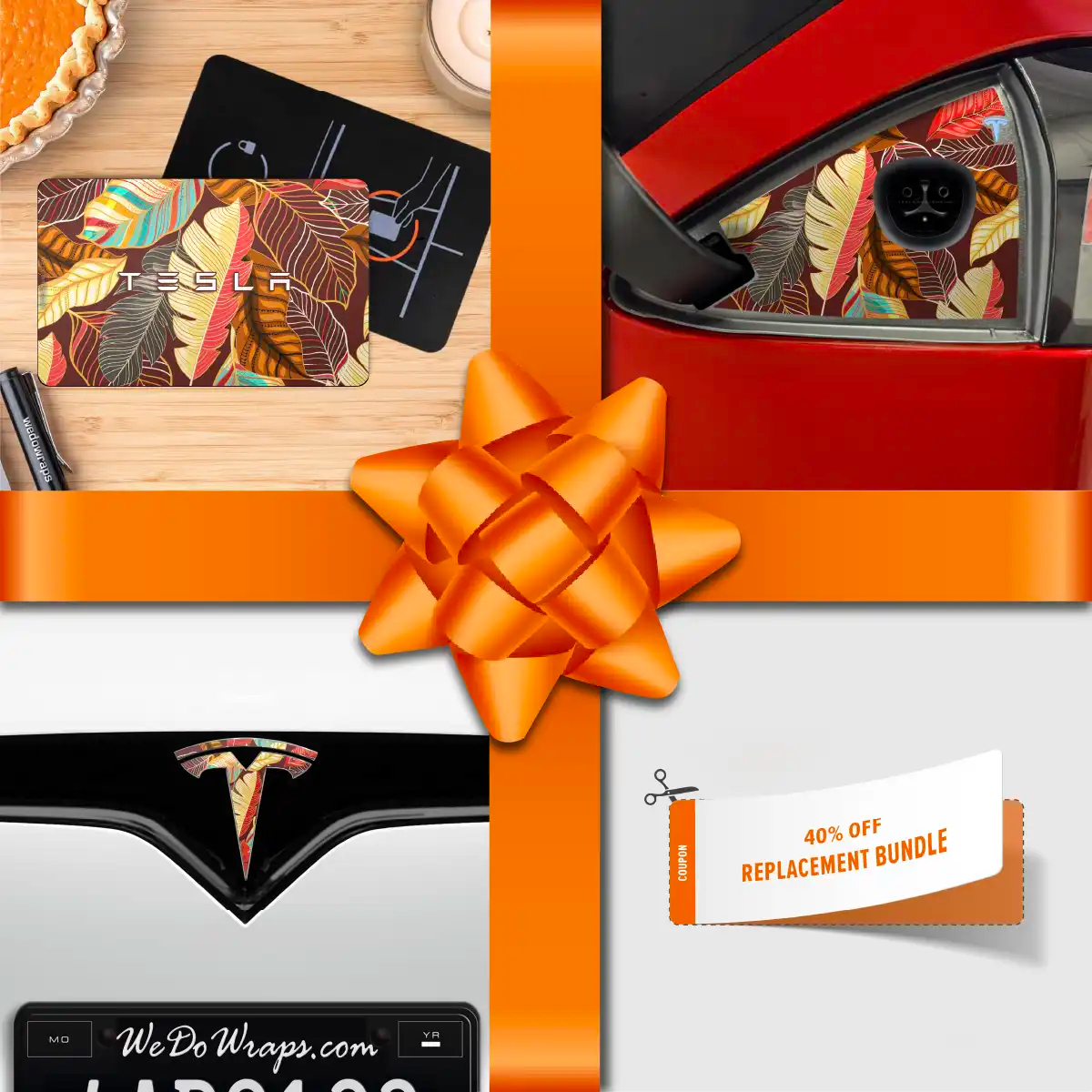 Holiday Bundle Autumn Foliage Tesla Wrap Kit | Model S