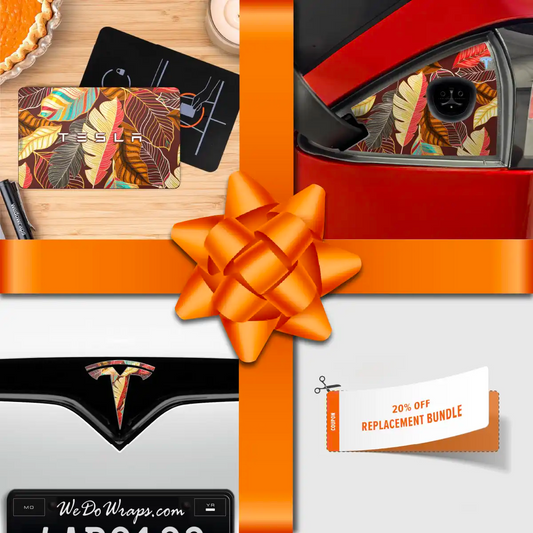 Holiday Bundle Autumn Foliage Tesla Wrap Kit | Model S - Tesla Emblems