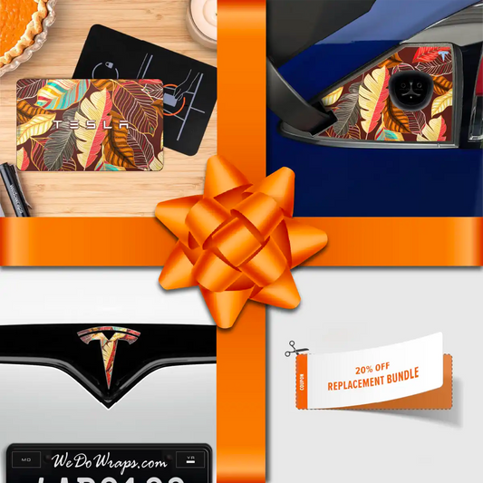Holiday Bundle Autumn Foliage Tesla Wrap Kit | Model X - Tesla Emblems