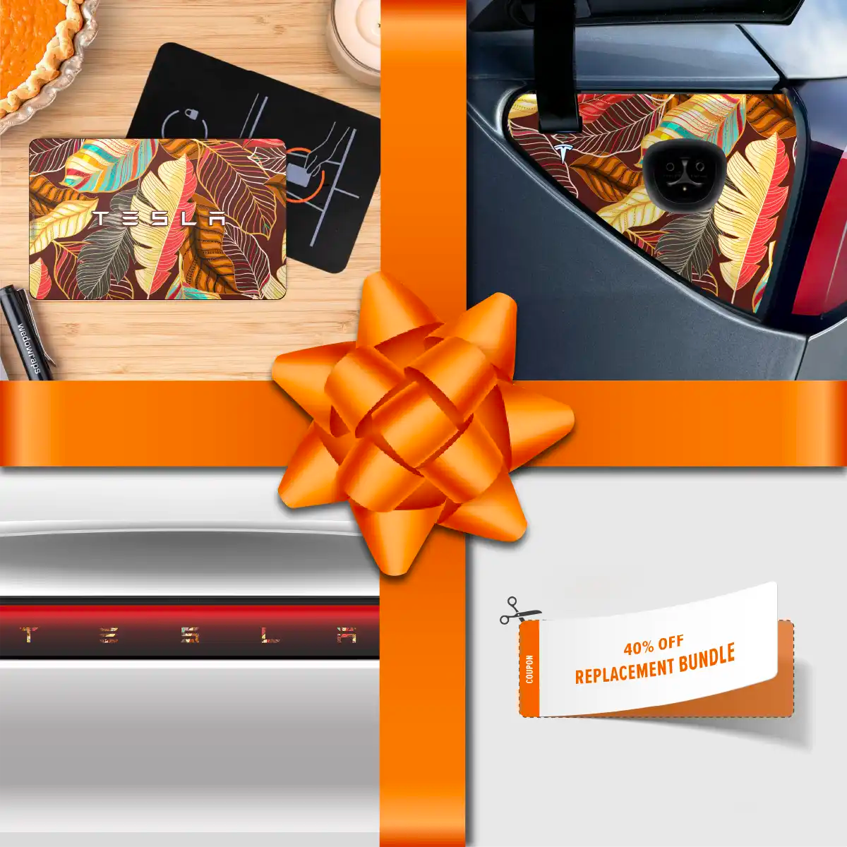 Holiday Bundle Autumn Foliage Tesla Wrap Kit | Model Y