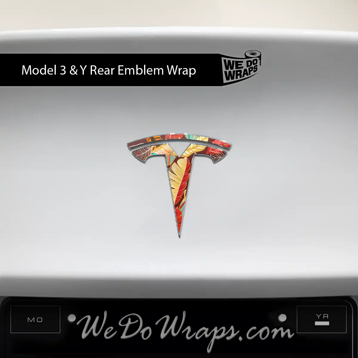 Autumn Foliage Tesla Emblem Decals (Front + Back) | Model Y