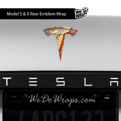 Autumn Foliage Tesla Emblem Decals (Front + Back) | Model X