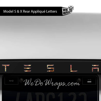 Autumn Foliage Tesla Emblem Decals (Front + Back) | Model X