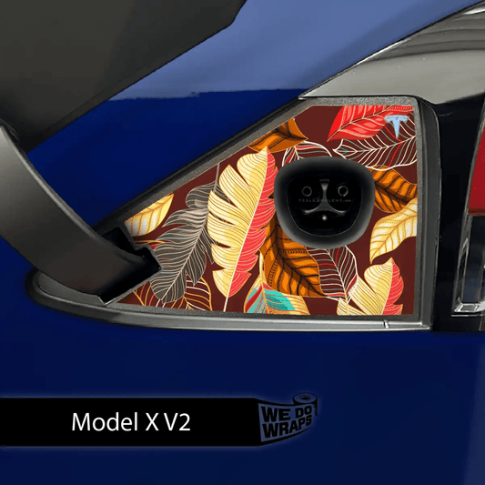 Autumn Foliage Tesla Charge Port Wrap | Model X - Tesla Emblems