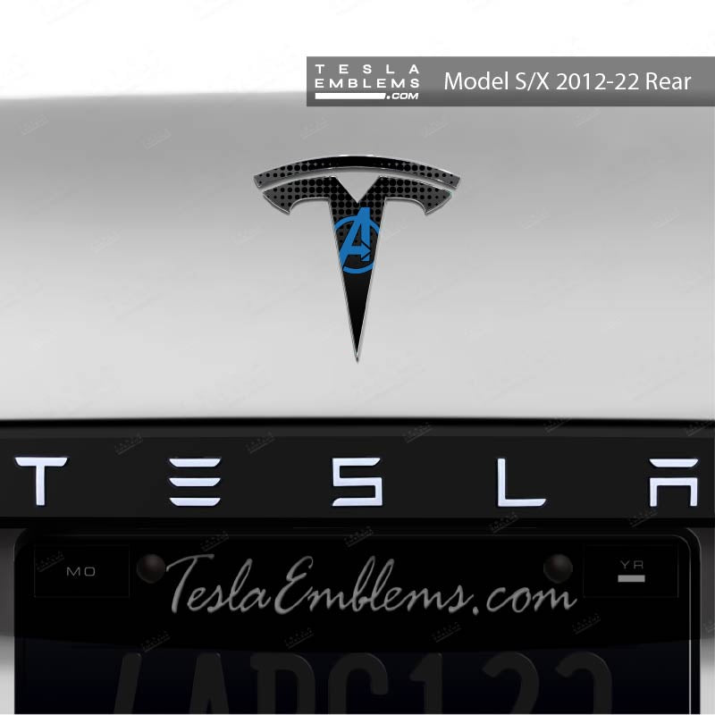 Avengers Tesla Emblem Decals (Front + Back) - Tesla Emblems