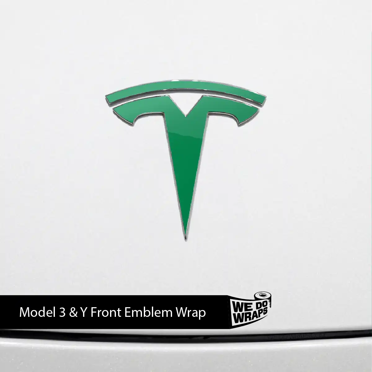 Avery Gloss Kelly Green Tesla Emblem Decals (Front + Back) | Model 3