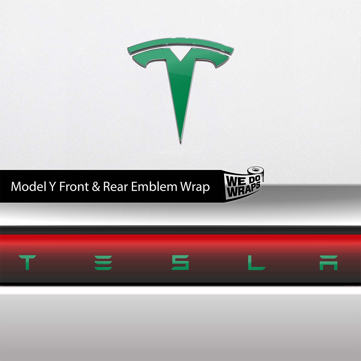 Avery Gloss Kelly Green Tesla Emblem Decals (Front + Back) | Model Y