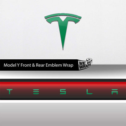 Avery Gloss Kelly Green Tesla Emblem Decals (Front + Back) | Model Y