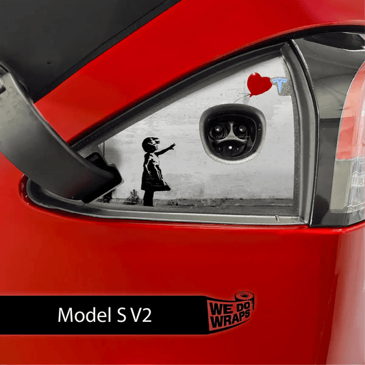 Girl with Balloon Tesla Charge Port Wrap | Model S - Tesla Emblems