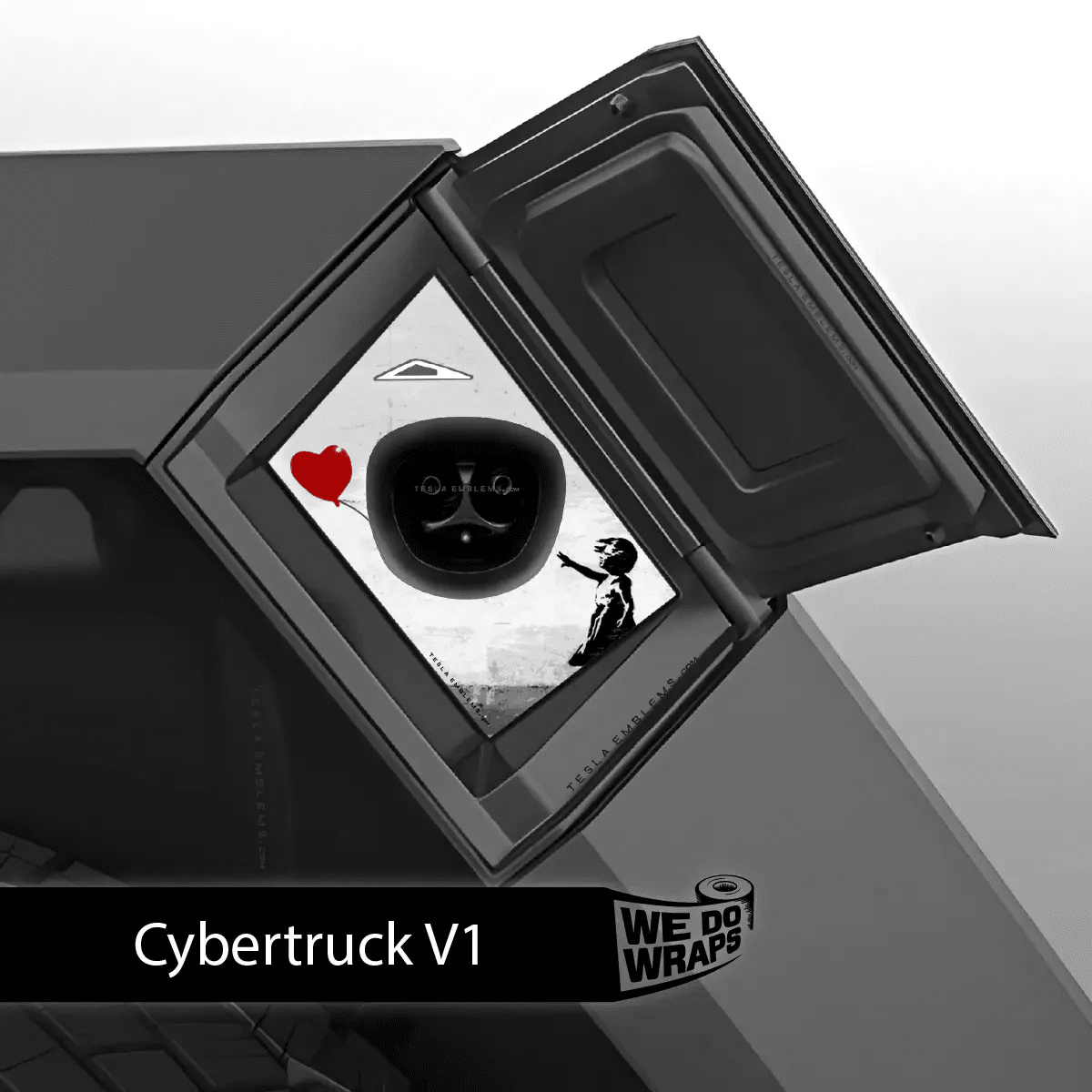 Girl with Balloon Tesla Charge Port Wrap | Cybertruck - Tesla Emblems