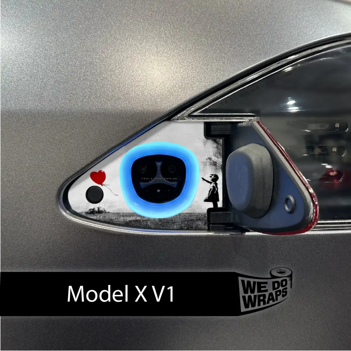 Girl with Balloon Tesla Charge Port Wrap | Model X - Tesla Emblems