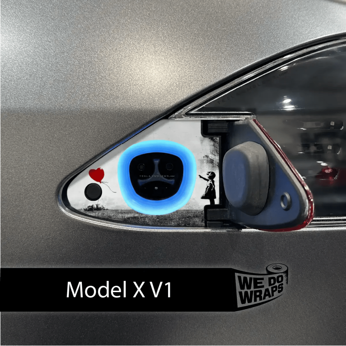 Girl with Balloon Tesla Charge Port Wrap | Model X - Tesla Emblems