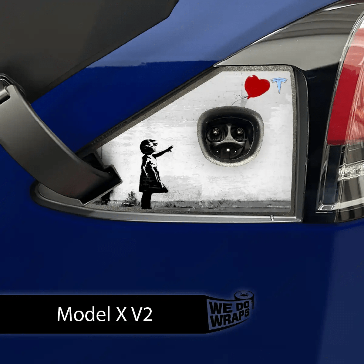Girl with Balloon Tesla Charge Port Wrap | Model X - Tesla Emblems