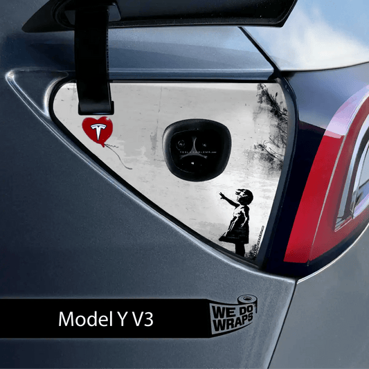 Girl with Balloon Tesla Charge Port Wrap | Model Y - Tesla Emblems