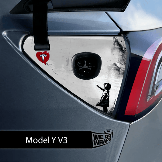 Girl with Balloon Tesla Charge Port Wrap | Model Y - Tesla Emblems
