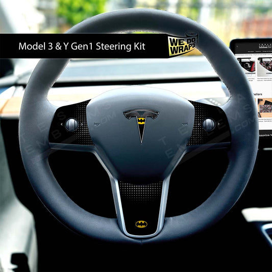 Batman Tesla Steering Wheel Trim Decal Kit (4pcs) | M3 2017 - Jan 2024 - Tesla Emblems