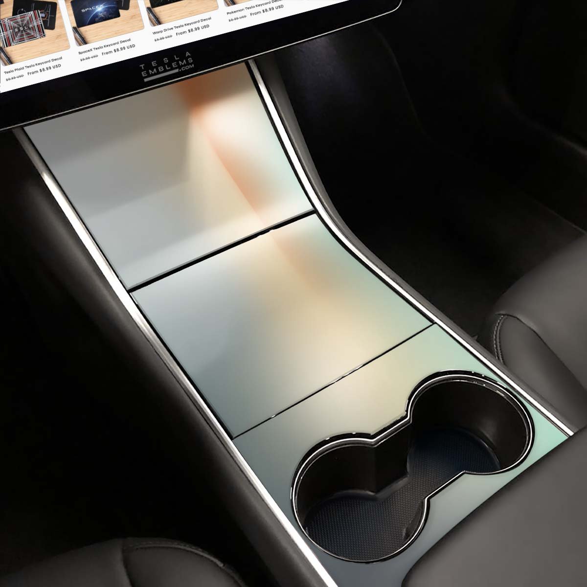 Beachy Gradient Tesla Center Console Wrap Kit | 2017 - 2021 Model 3 & Y - Tesla Emblems