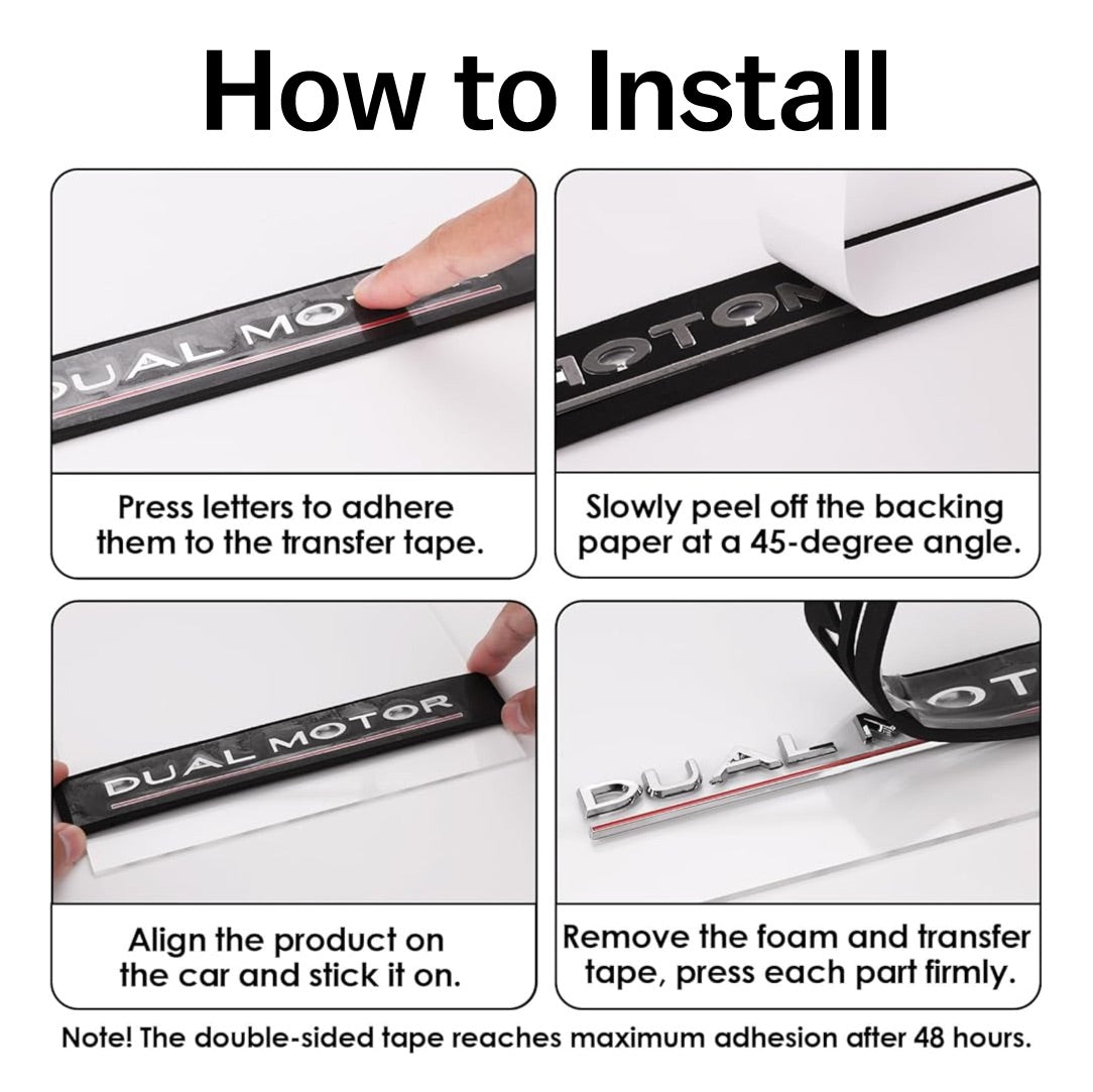 “Dual Motor Performance” Black ABS Tesla Emblem | Rear Trunk Badging - Tesla Emblems