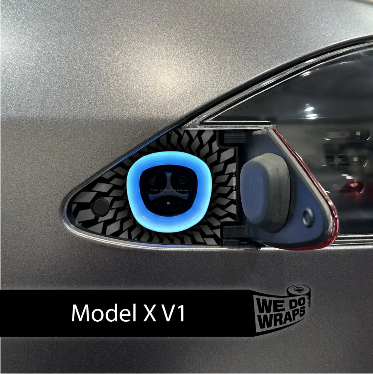 Black Hole Tesla Charge Port Wrap | Model X - Tesla Emblems