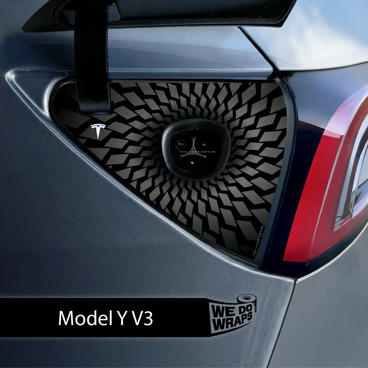 Black Hole Tesla Charge Port Wrap | Model Y - Tesla Emblems