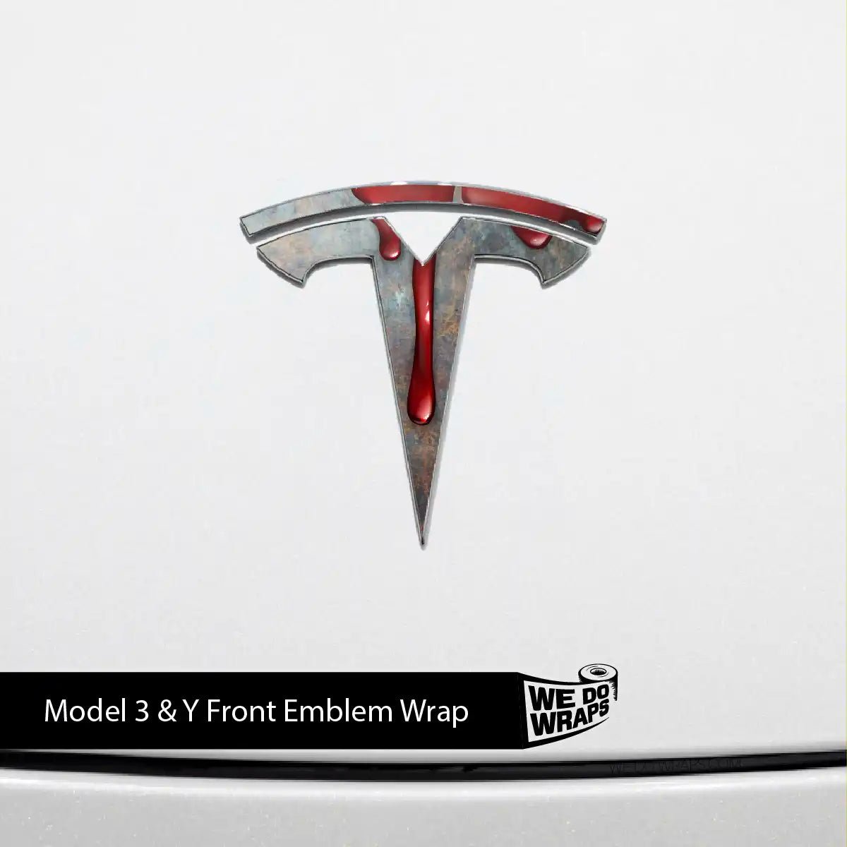 Bloody Tesla Emblem Decals (Front + Back) | Model Y - Tesla Emblems
