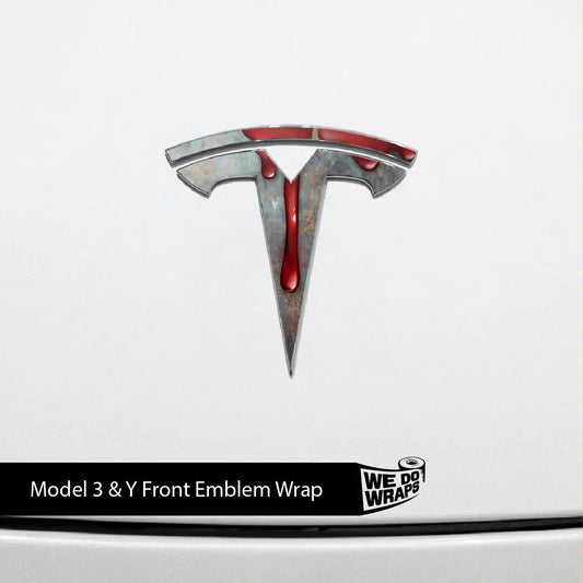 Bloody Tesla Emblem Decals (Front + Back) | Model Y - Tesla Emblems