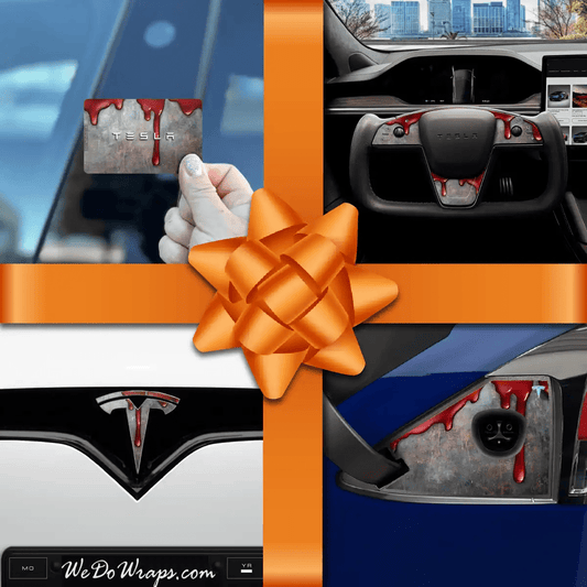 Holiday Bundle Bloody Tesla Wrap Kit | Model X - Tesla Emblems