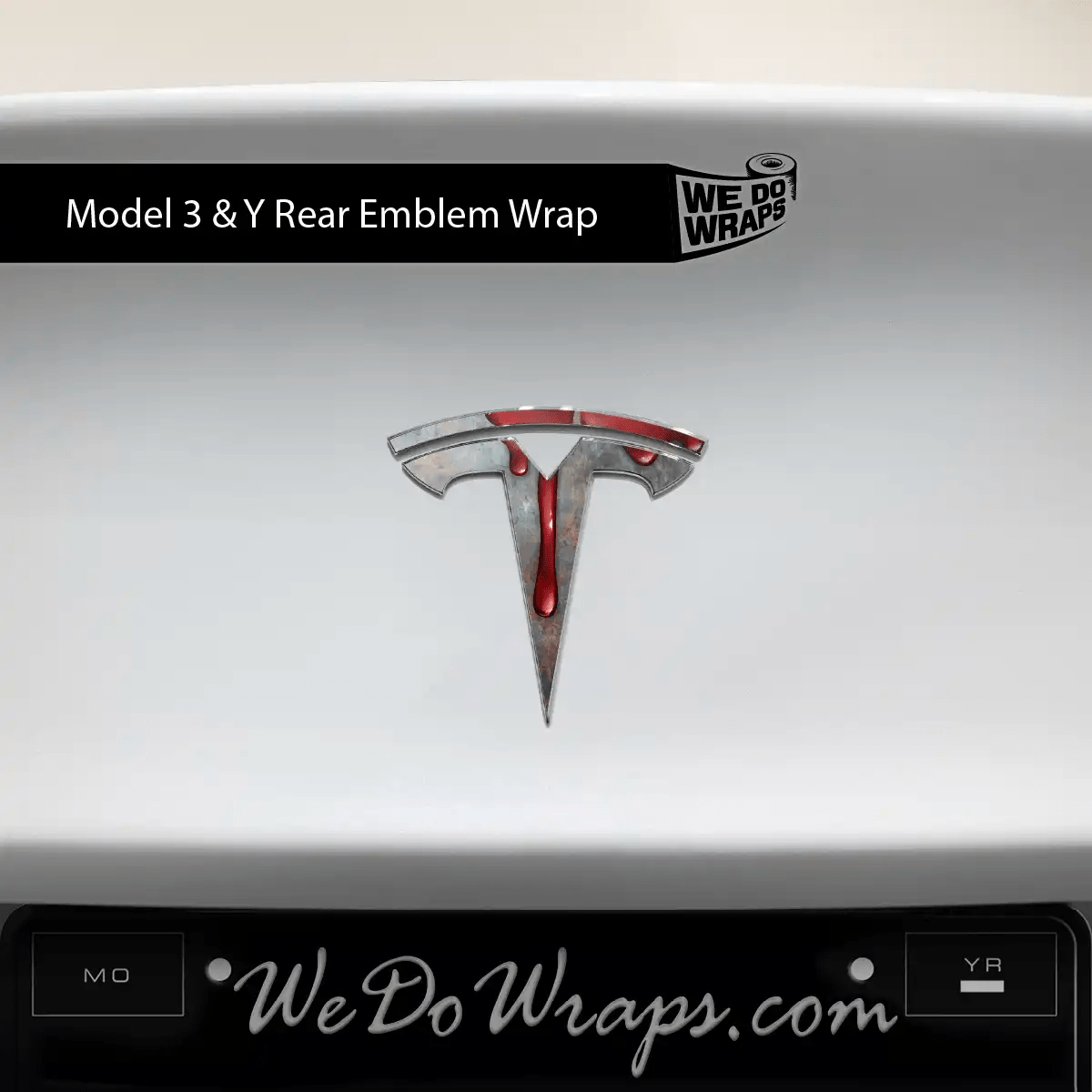 Bloody Tesla Emblem Decals (Front + Back) | Model Y - Tesla Emblems