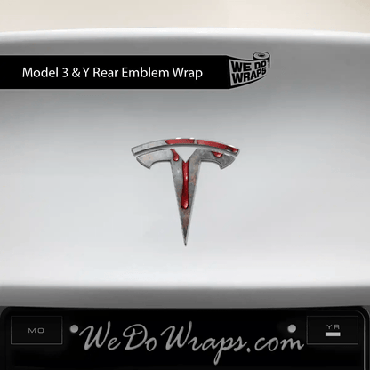 Bloody Tesla Emblem Decals (Front + Back) | Model Y - Tesla Emblems