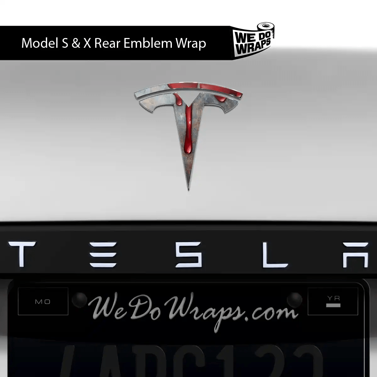 Bloody Tesla Emblem Decals (Front + Back) | Model X - Tesla Emblems