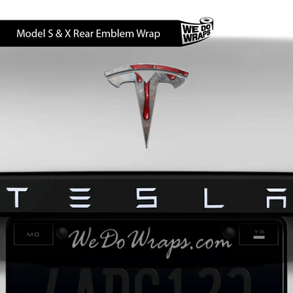 Bloody Tesla Emblem Decals (Front + Back) | Model X - Tesla Emblems