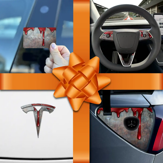 Holiday Bundle Bloody Tesla Wrap Kit | Model 3 - Tesla Emblems