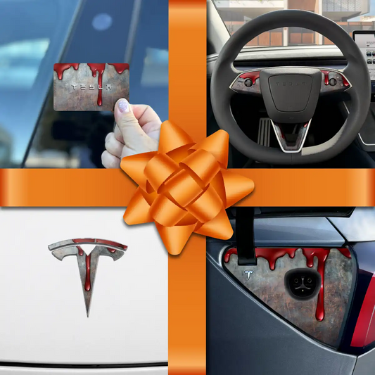 Holiday Bundle Bloody Tesla Wrap Kit | Model Y - Tesla Emblems