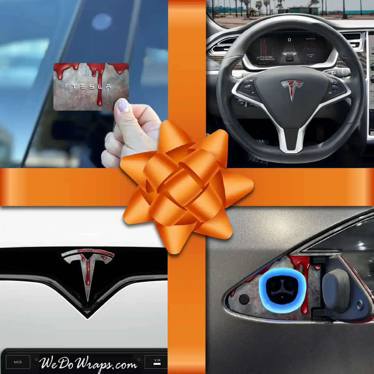 Holiday Bundle Bloody Tesla Wrap Kit | Model X - Tesla Emblems