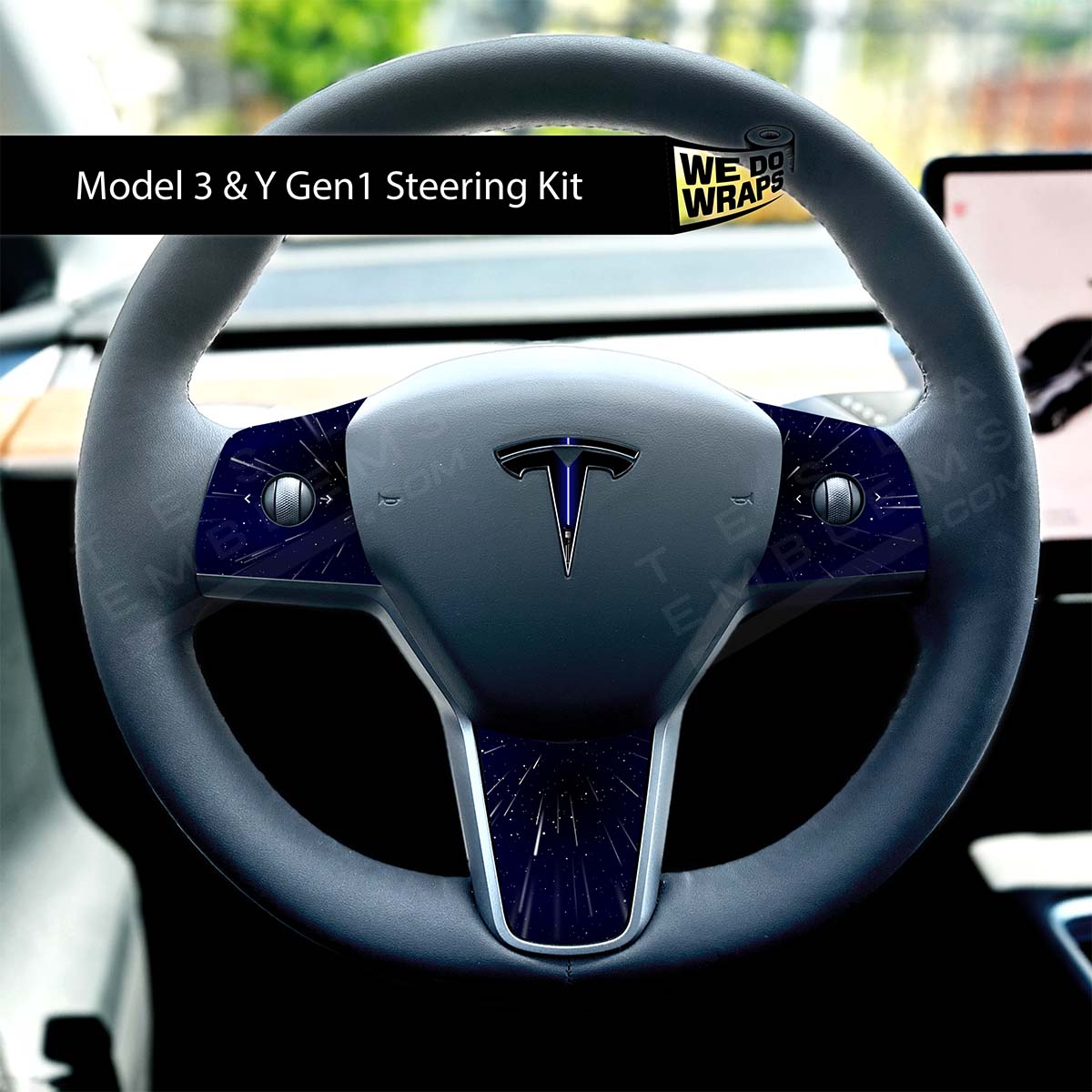 Blue Lightsaber Tesla Steering Wheel Trim Decal Kit (4pcs) | M3 2017 - Jan 2024 - Tesla Emblems