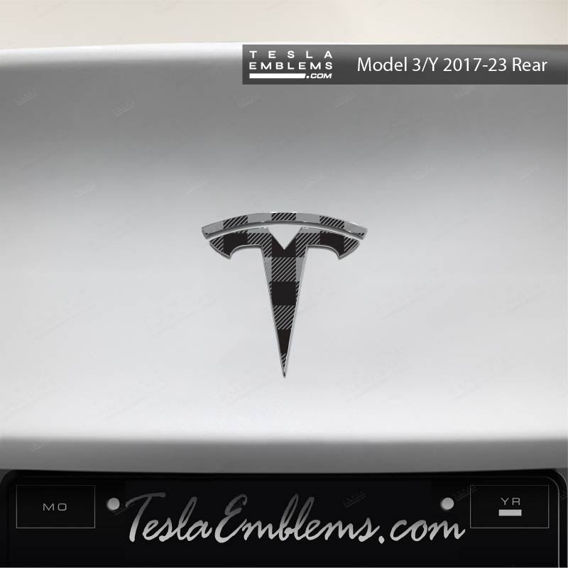 Buffalo Plaid Tesla Emblem Decals (Front + Back Emblem Decals)