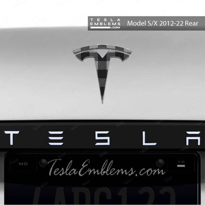 Buffalo Plaid Tesla Emblem Decals (Front + Back Emblem Decals)