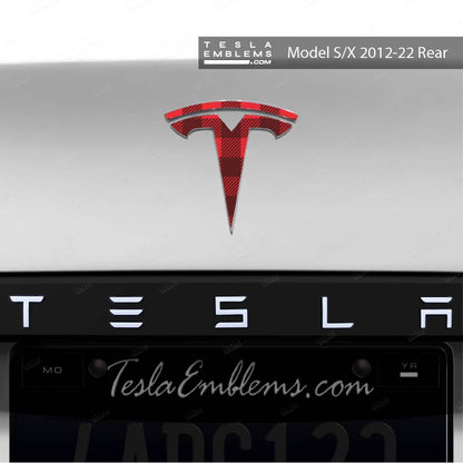 Buffalo Plaid Tesla Emblem Decals (Front + Back Emblem Decals)