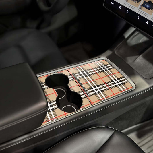 Designer BRBY Check | Tesla Center Console Wrap Kit | Model Y '21 - 25 - Tesla Emblems