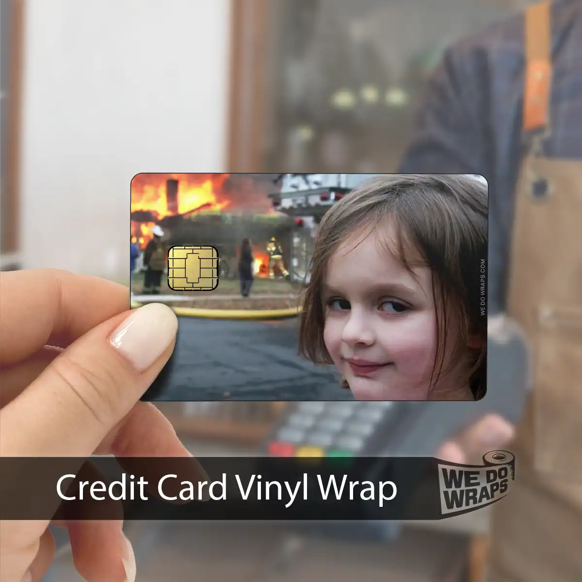 Burning House Girl Meme | NFC Key Card Wrap - Tesla Emblems