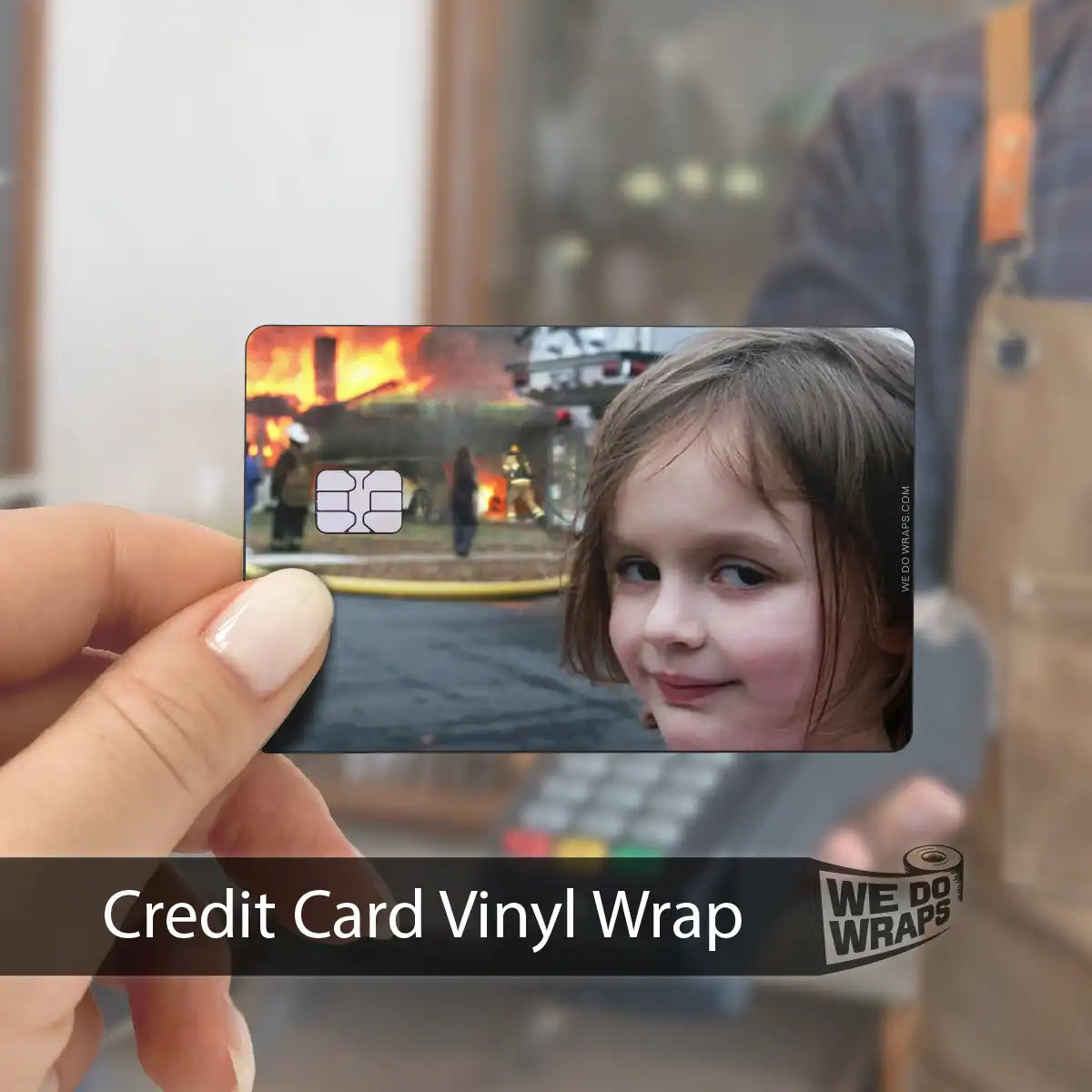 Burning House Girl Meme | NFC Key Card Wrap - Tesla Emblems