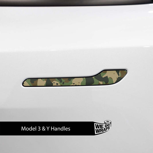 Camo Tesla Door Handle Decals (4pcs) - Tesla Emblems