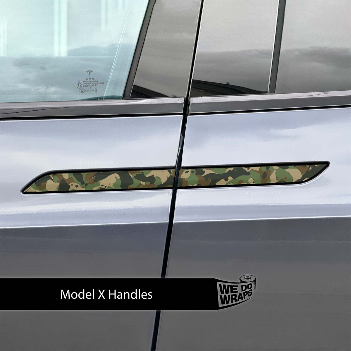 Camo Tesla Door Handle Decals (4pcs) - Tesla Emblems