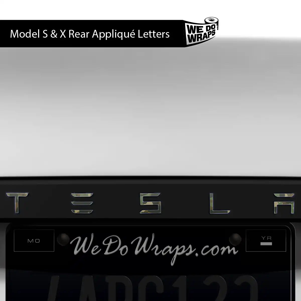 Camo Tesla Emblem Decals (Front + Back) | Model X - Tesla Emblems