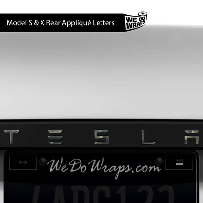 Camo Tesla Emblem Decals (Front + Back) | Model X - Tesla Emblems