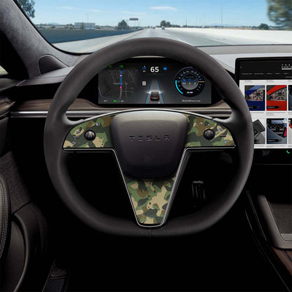 Camo Tesla Steering Wheel Trim Decal Kit (3pcs) | Model S ’21-26