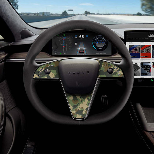 Camo Tesla Steering Wheel Trim Decal Kit (3pcs) | Model X ’21-26 - Tesla Emblems